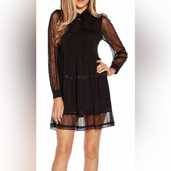 NWOT Belldini Los Angeles Size S Lace Trim Bowtie Dress - Picture 1 of 7